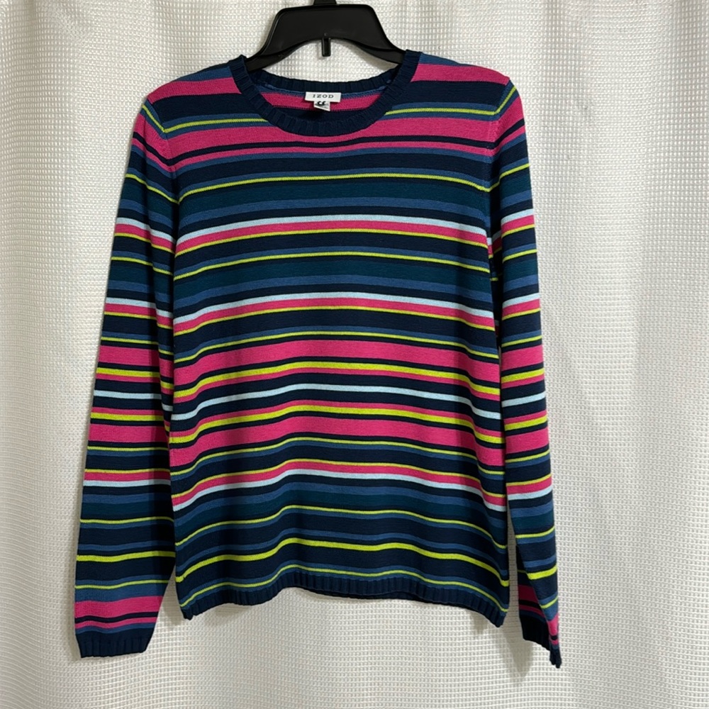 IZOD multi colored striped sweater. Size L